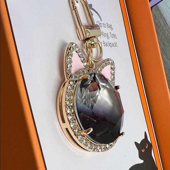 Sleek Black Cat w/ Rhinestones Bag Charm - Picture 4 of 6